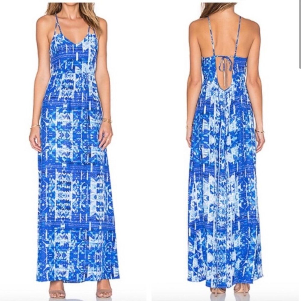 Parker Kisa Silk Maxi Geometric Print Dress - Size XS